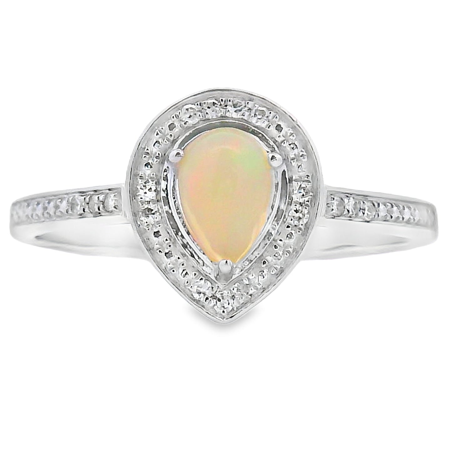 Genuine .30ct Opal Diamond Ring in 10KT White Gold
