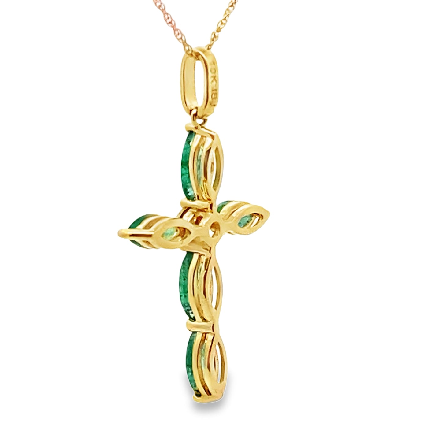 Pendentif croix en émeraude de 1,11 ct en or jaune 10KT