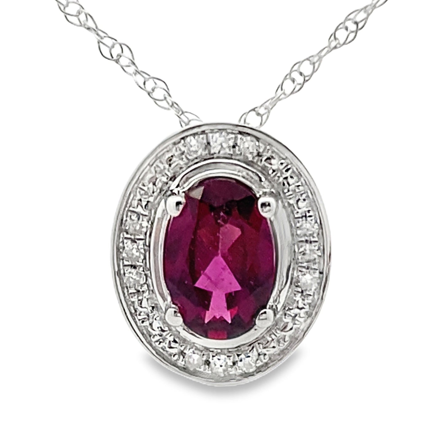 .52ct Garnet and Diamond Pendant in 10KT White Gold