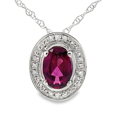 .52ct Garnet and Diamond Pendant in 10KT White Gold