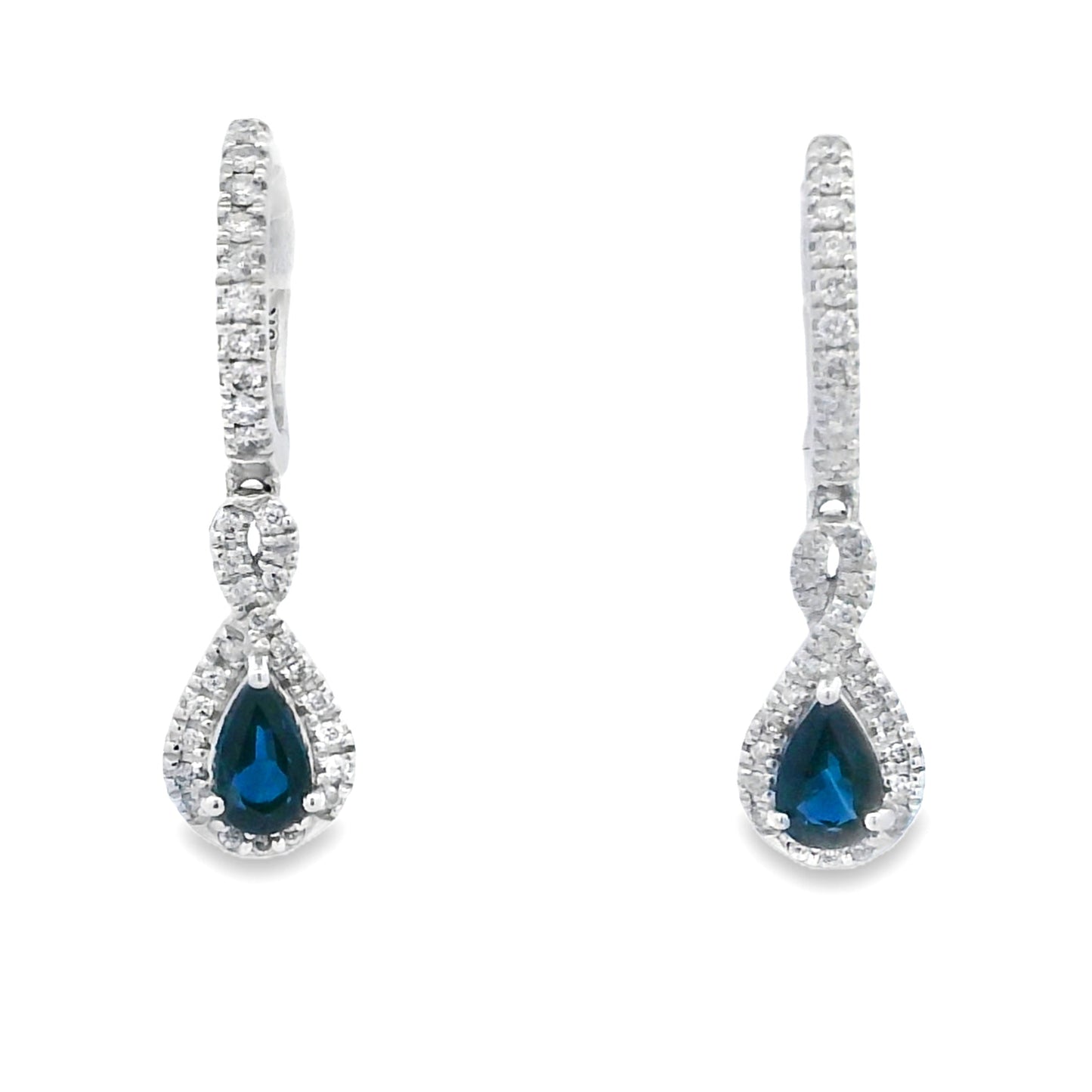 .80ct Sapphire Diamond Dangle Earrings in 10KT White Gold
