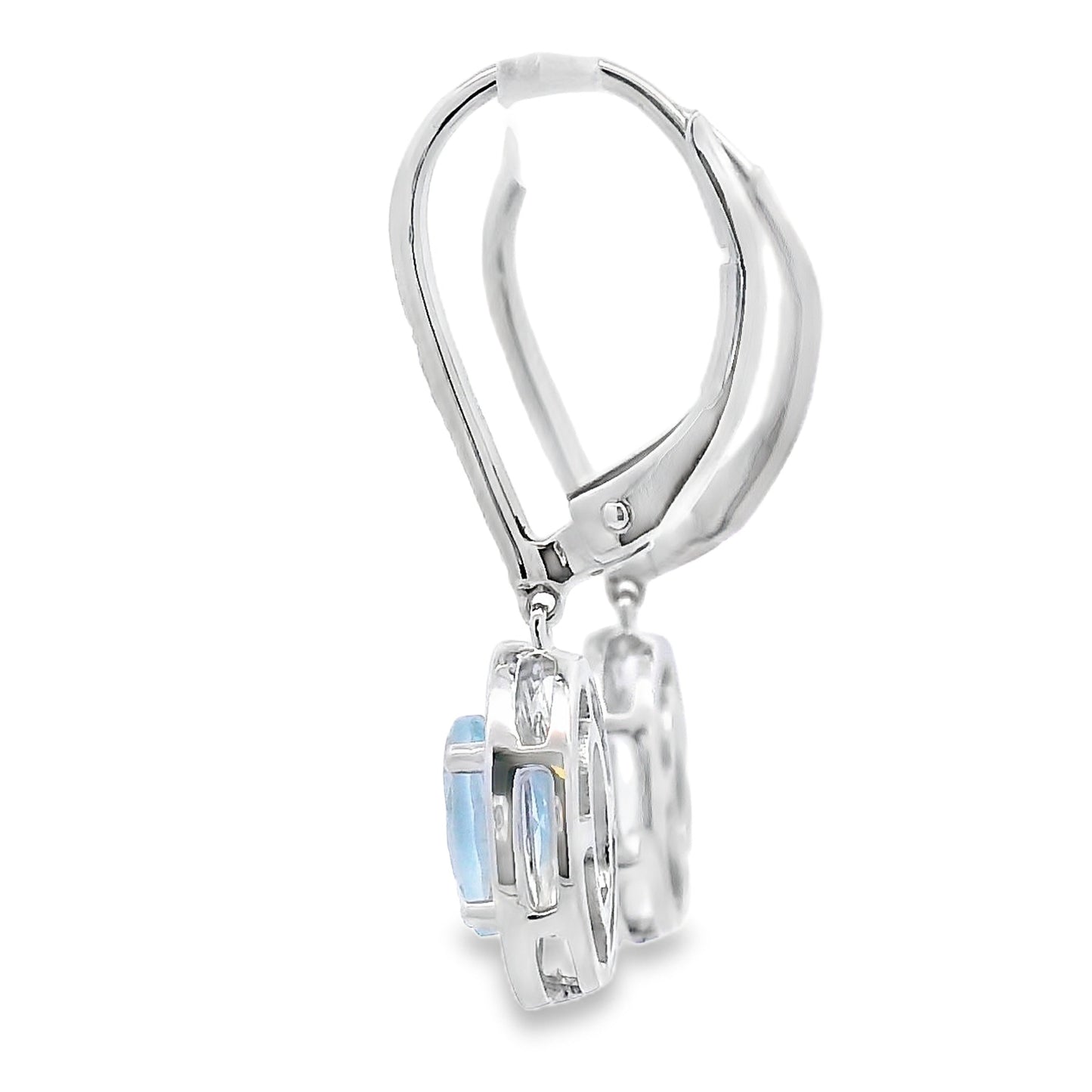 Aquamarine Diamond Dangle Earrings in 10KT White Gold