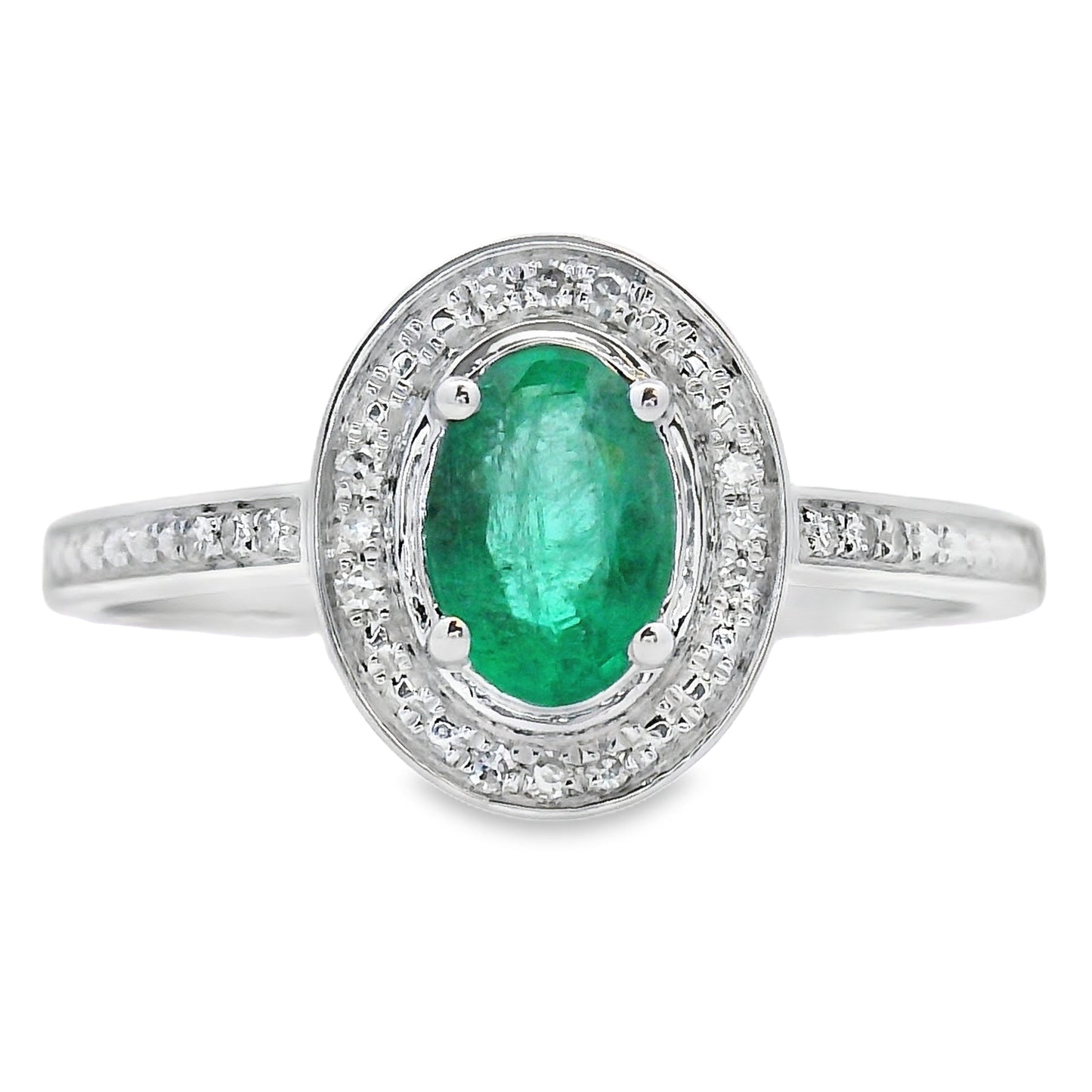 Genuine .49ct Emerald Diamond Ring in 10KT White Gold
