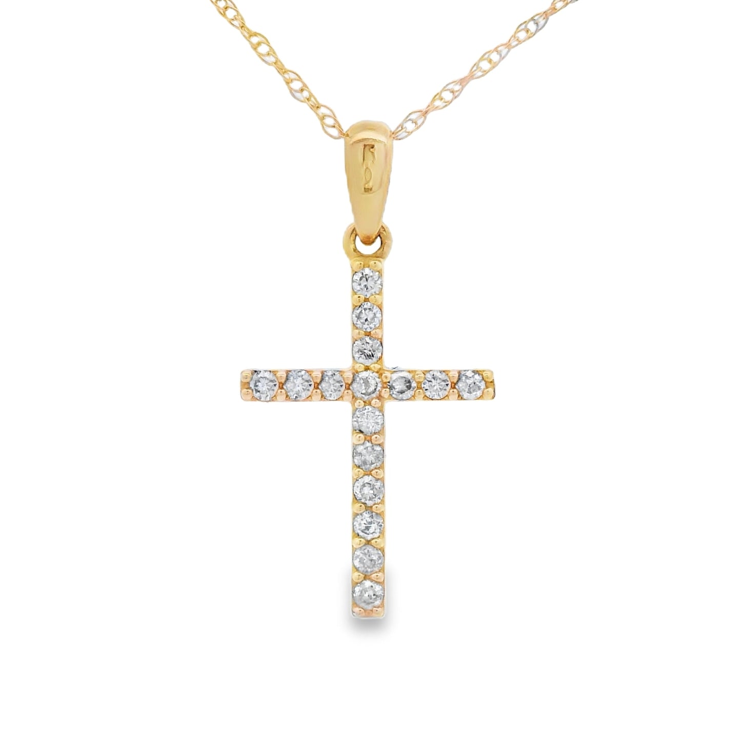 .13ct Diamond Cross Pendant in 14KT Yellow Gold