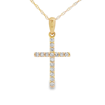 .13ct Diamond Cross Pendant in 14KT Yellow Gold