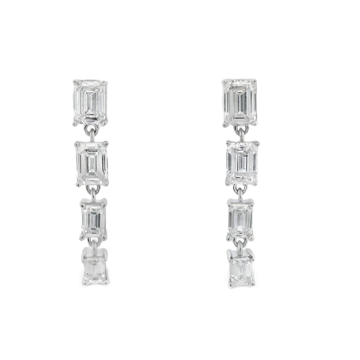 Boucles d'oreilles pendantes en diamant cultivé en laboratoire en or blanc 14KT