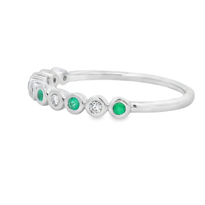 Ensemble de Bagues Empilables en Diamant Émeraude en Or Blanc 14KT