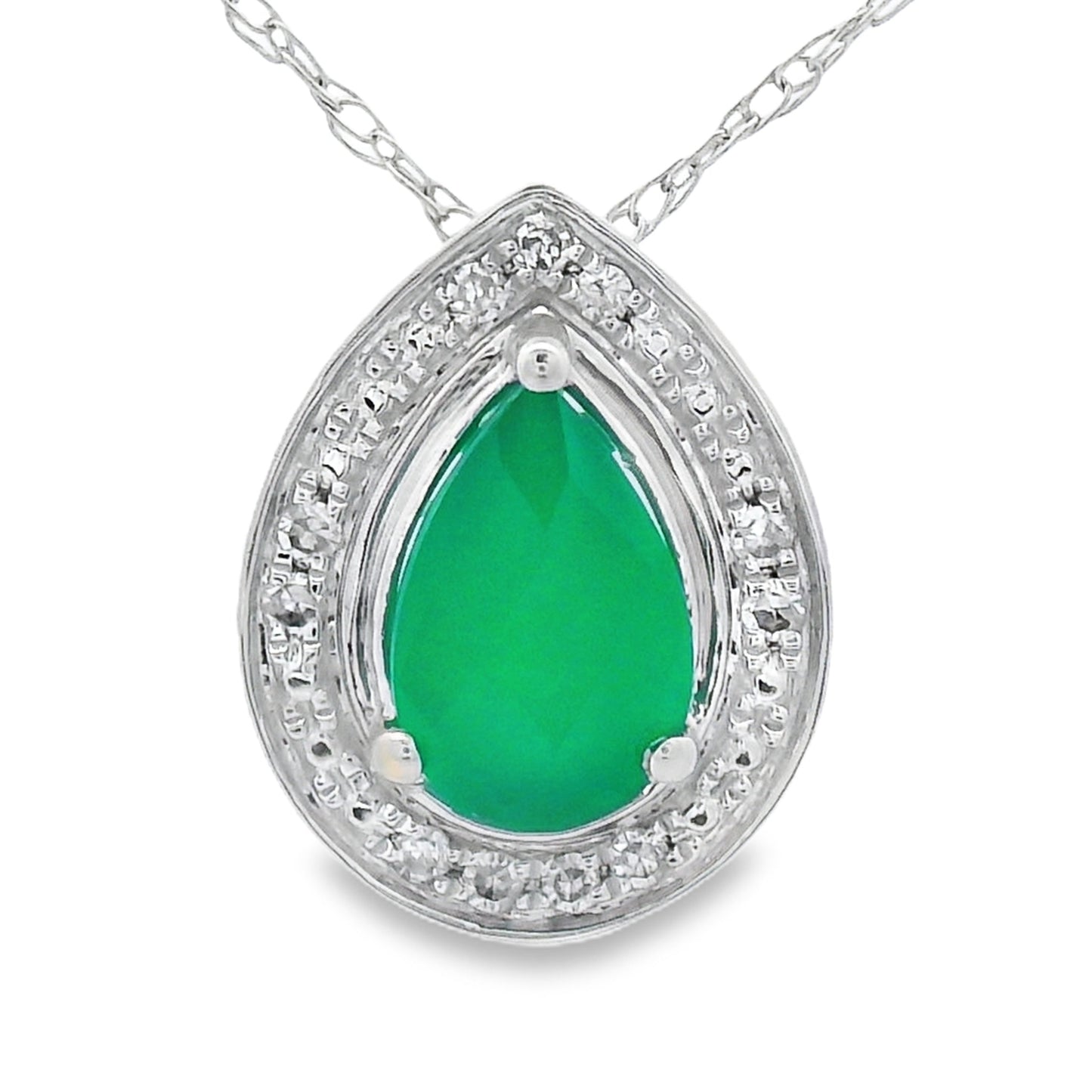 Pendentif de mode en diamant de calcédoine en or blanc 10KT