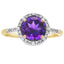 Anillo de Amatista y Diamante de 1.35ct en Oro Amarillo de 10KT