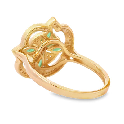 Bague en diamant émeraude naturelle de 0,69 ct en or jaune 14KT