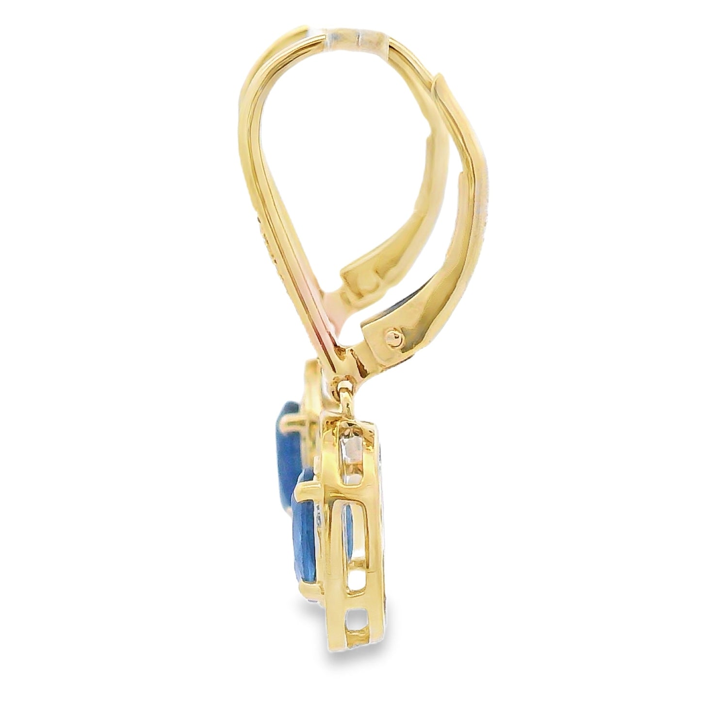 Pendientes Colgantes de Diamante de Zafiro en Oro Amarillo de 10KT