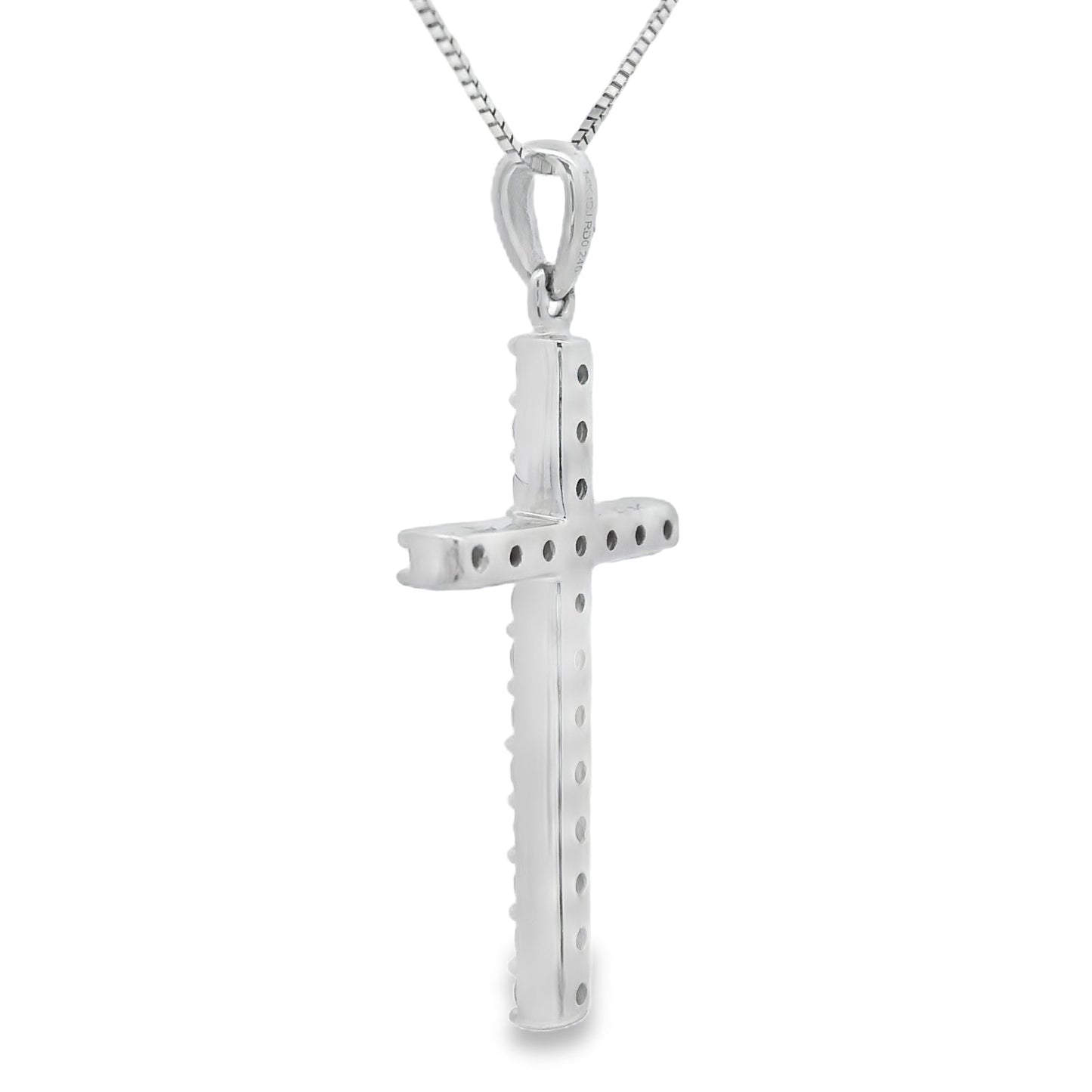 Colgante de Cruz de Diamante de 0.25ct en Oro Blanco de 14KT