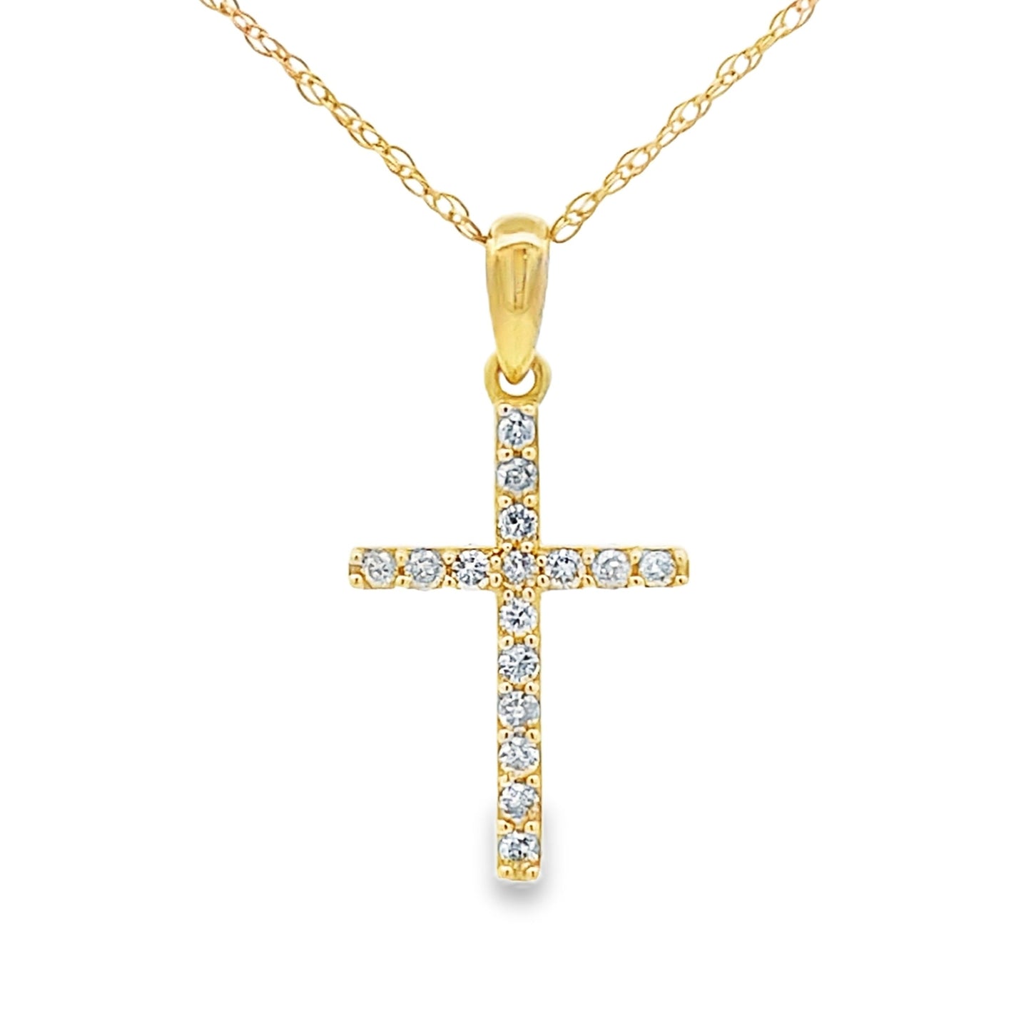 Pendentif croix en diamant de 0,11 ct en or jaune 14KT