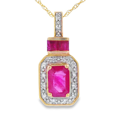 .82ct Ruby Diamond Pendant in 14KT Yellow Gold