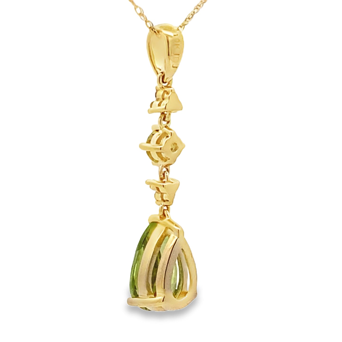 Peridot and Diamond Pendant in 10KT Yellow Gold