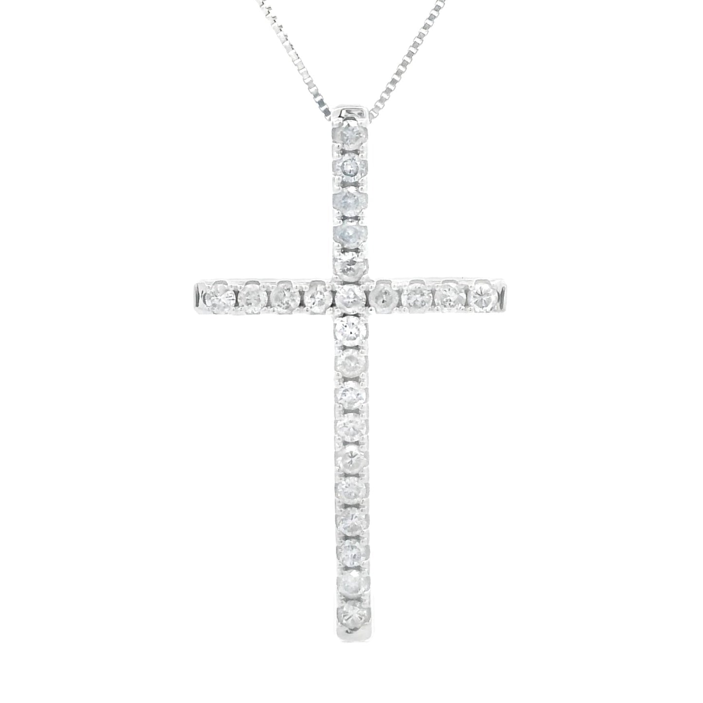 Pendentif croix en diamant de 0,38 ct en or blanc 14KT