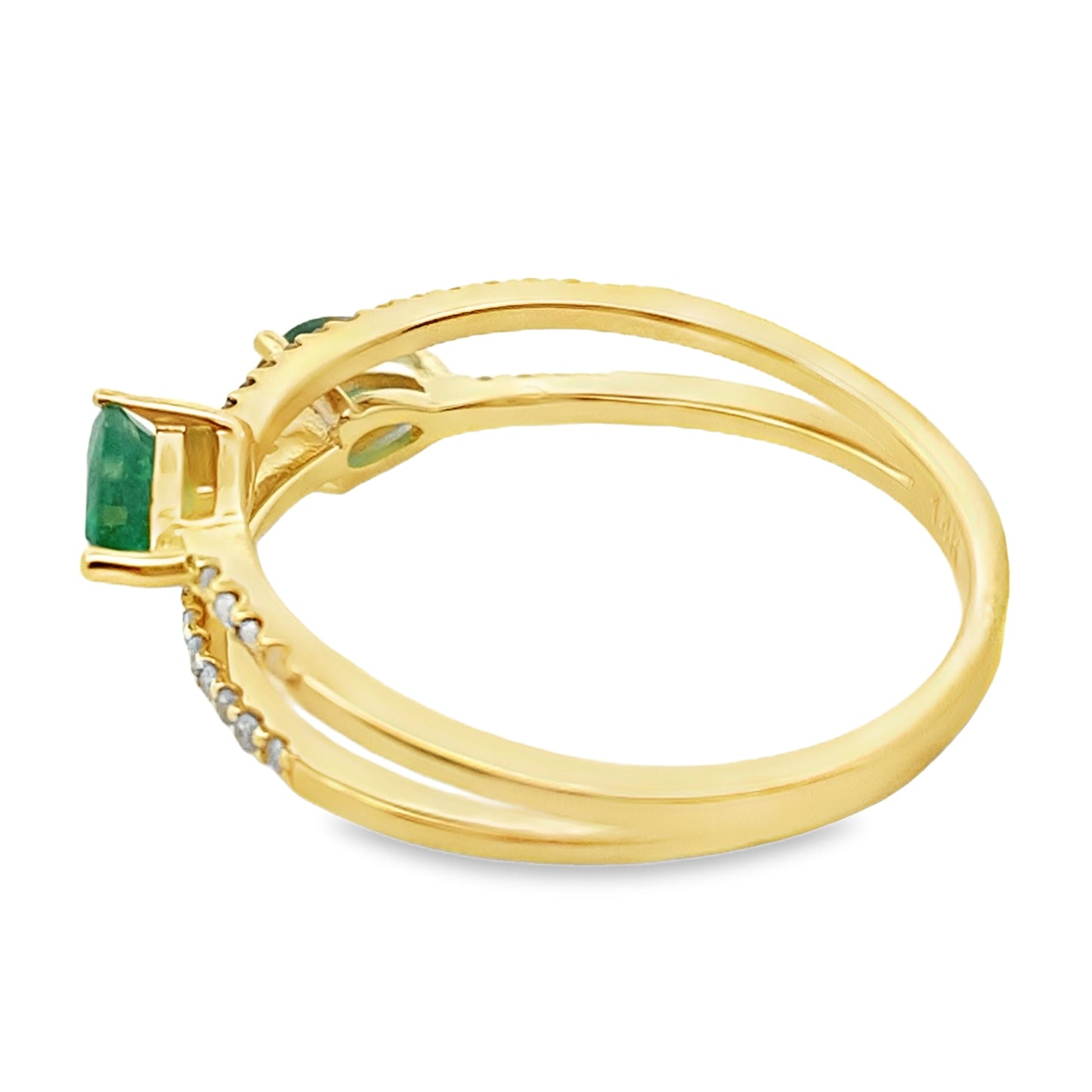 Genuine .50ct Emerald and Diamond Ring in 14KT Yellow Gold