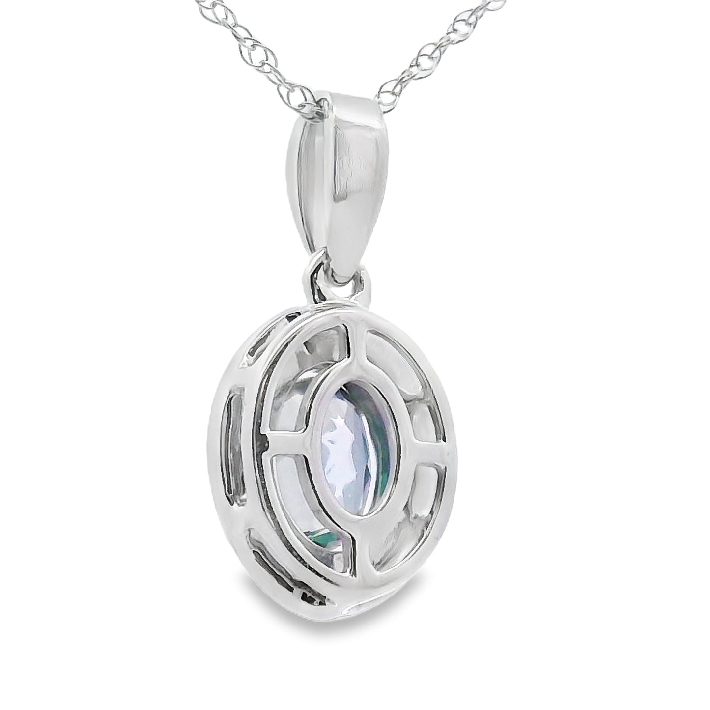 Mystic Fire Topaz Pendant in 10KT White Gold