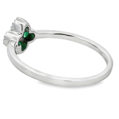 Anillo de Diamante de Esmeralda Genuina de .15ct en Oro Blanco de 10KT