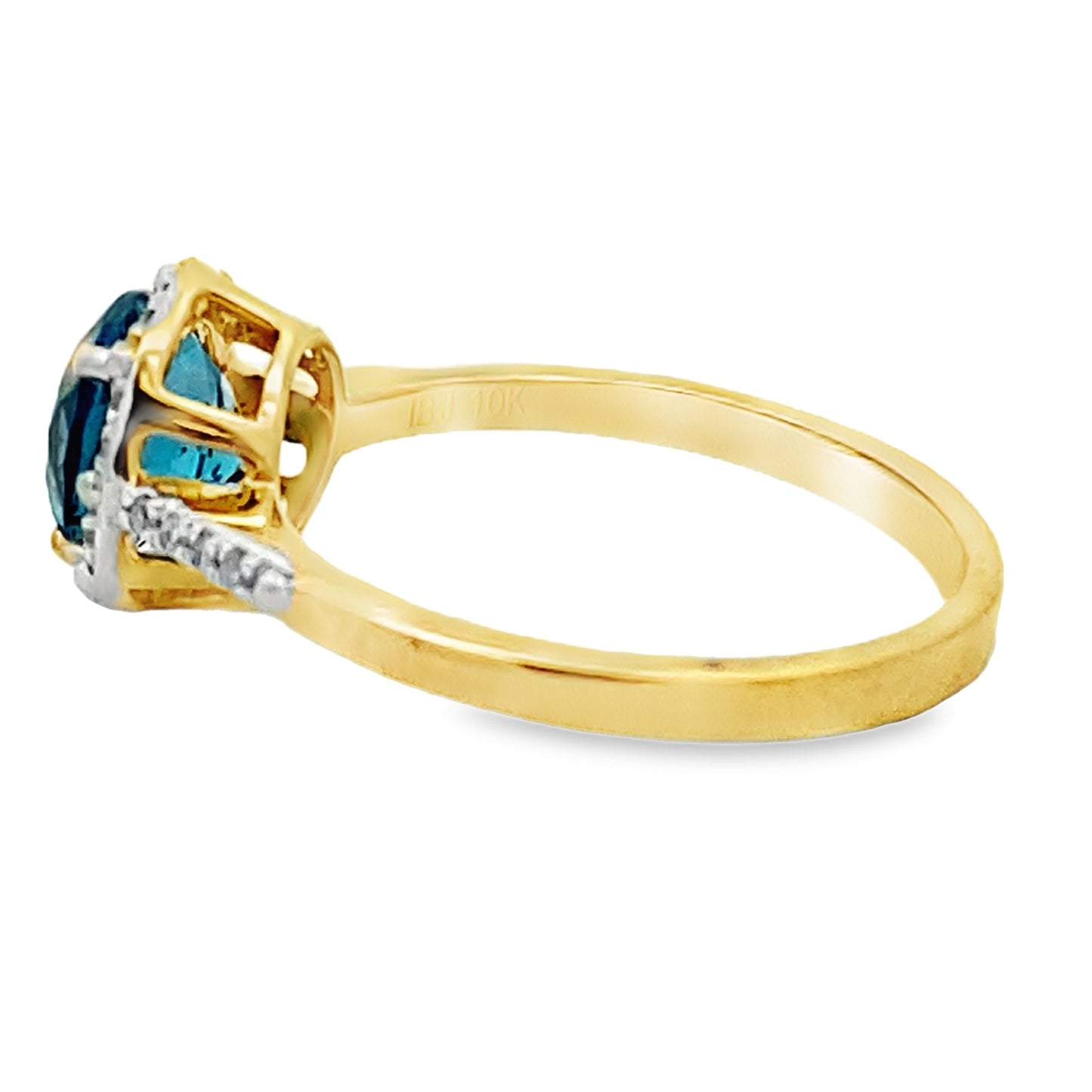 1.35ct London Blue Topaz Diamond Ring in 10KT Yellow Gold