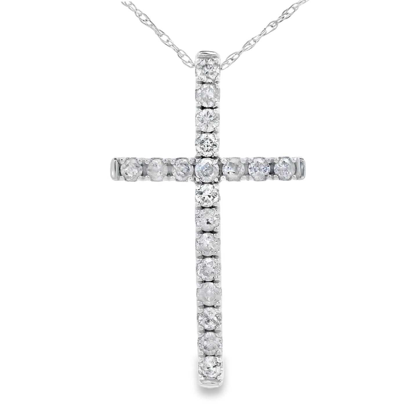Pendentif Croix en Diamant de 0,33 ct en Or Blanc 14KT