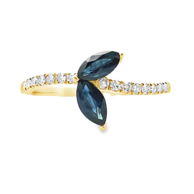 Natural .36ct Sapphire and Diamond Ring in 14KT Yellow Gold
