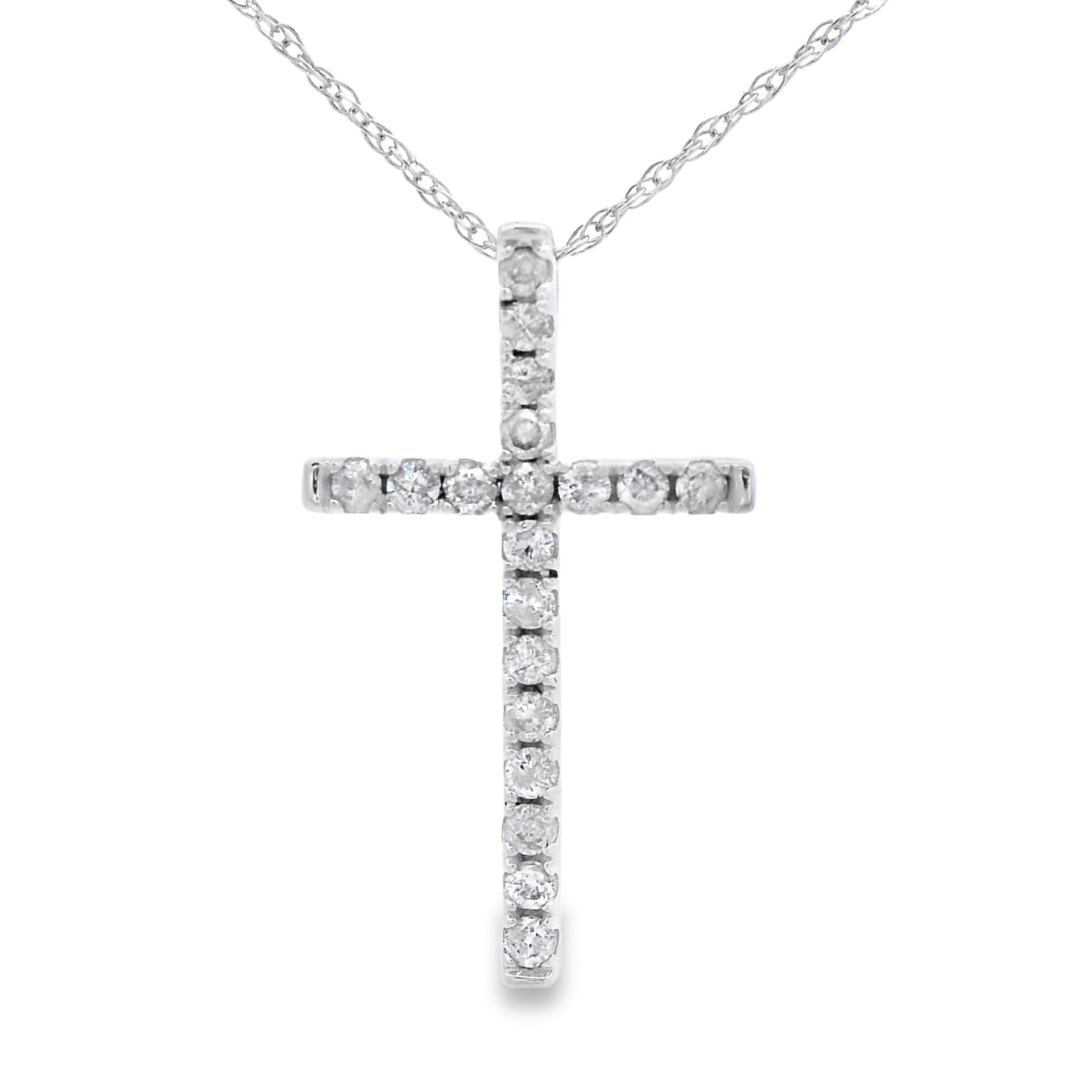 Pendentif croix en diamant de 0,19 ct en or blanc 14KT