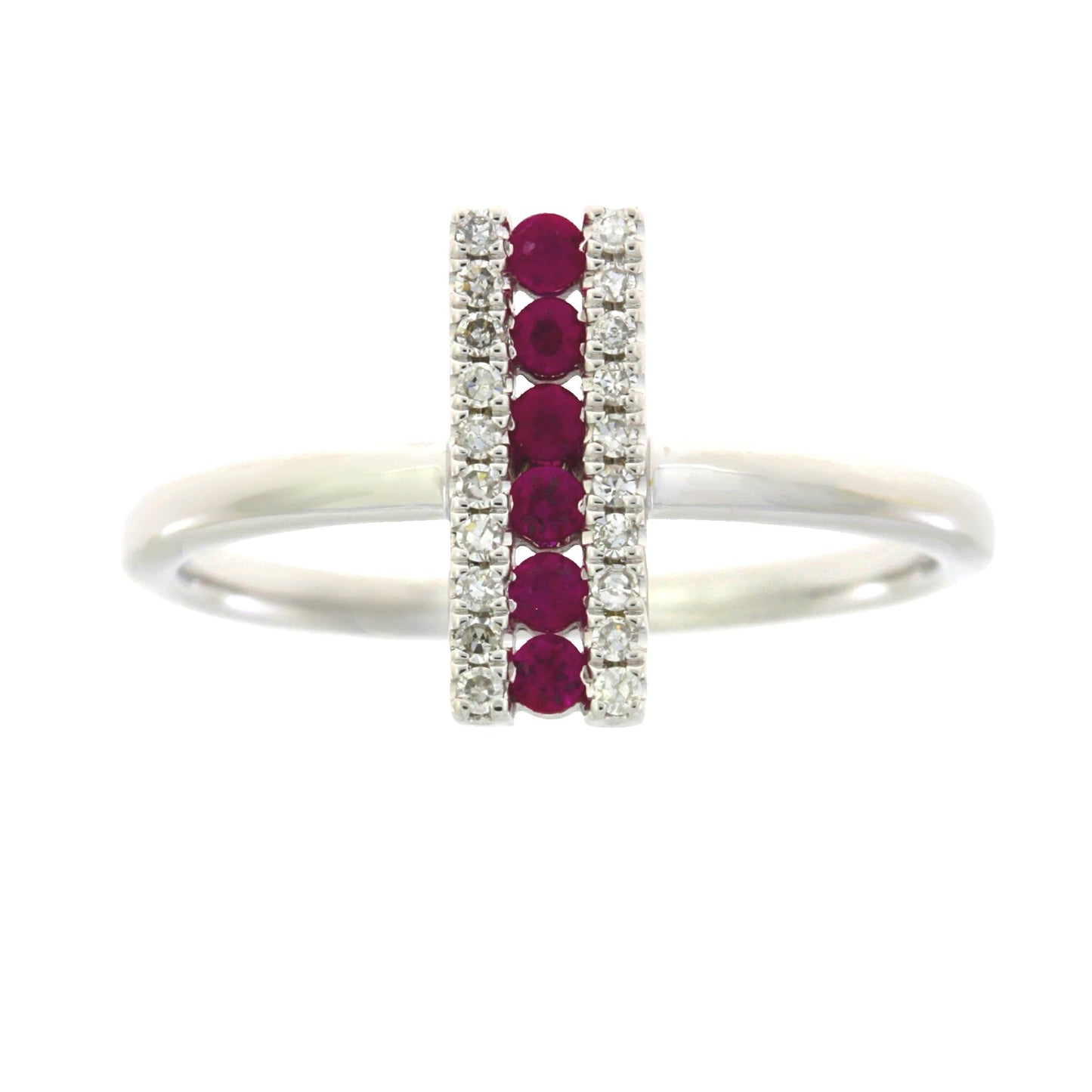 Genuine .30ct Ruby and Diamond Ring in 14KT White Gold