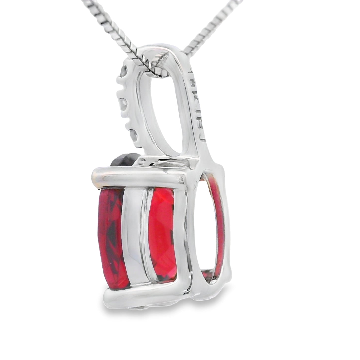 Colgante de Granate y Diamante de 1.34ct en Oro Blanco de 10KT