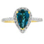 Anillo de Diamante de Topacio Azul Londres de 1.13ct en Oro Amarillo de 14KT