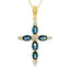 Sapphire Cross Pendant in 10KT Yellow Gold