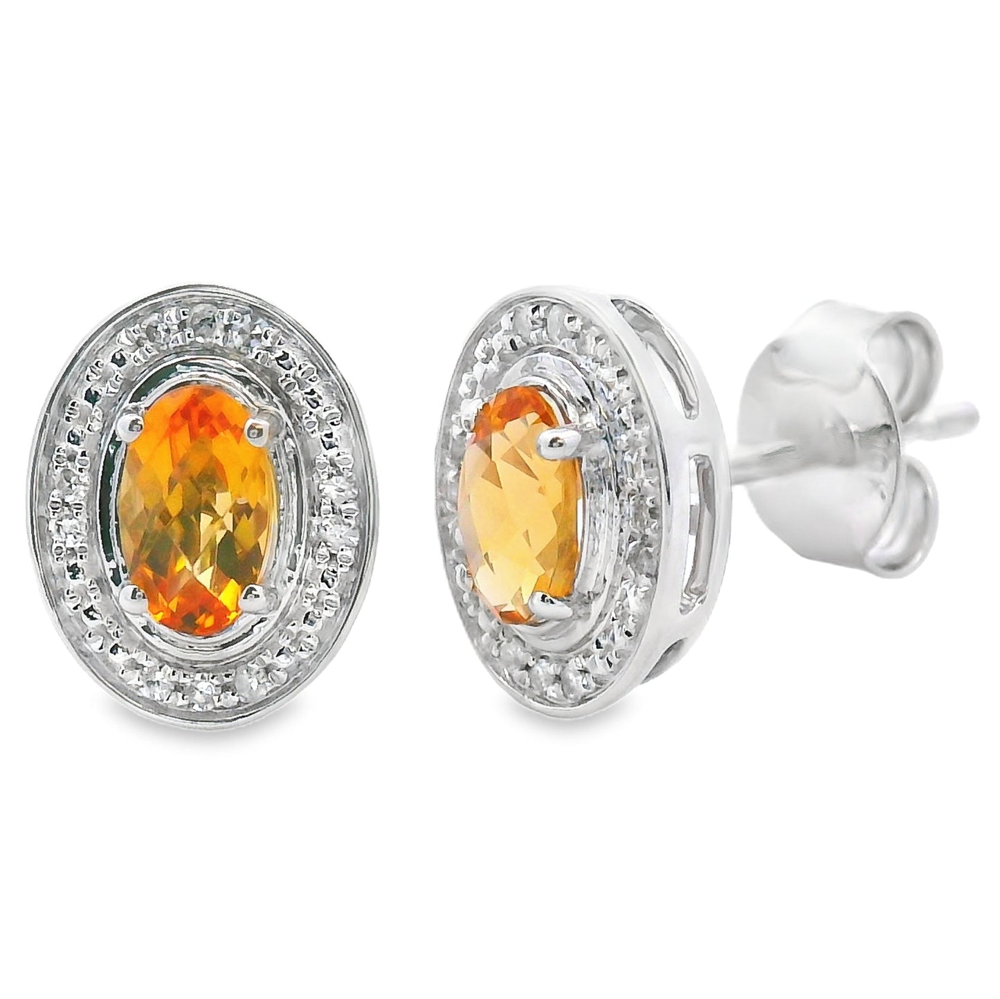 Boucles d'oreilles en diamant citrine naturel de 0,57 ct en or blanc 10KT