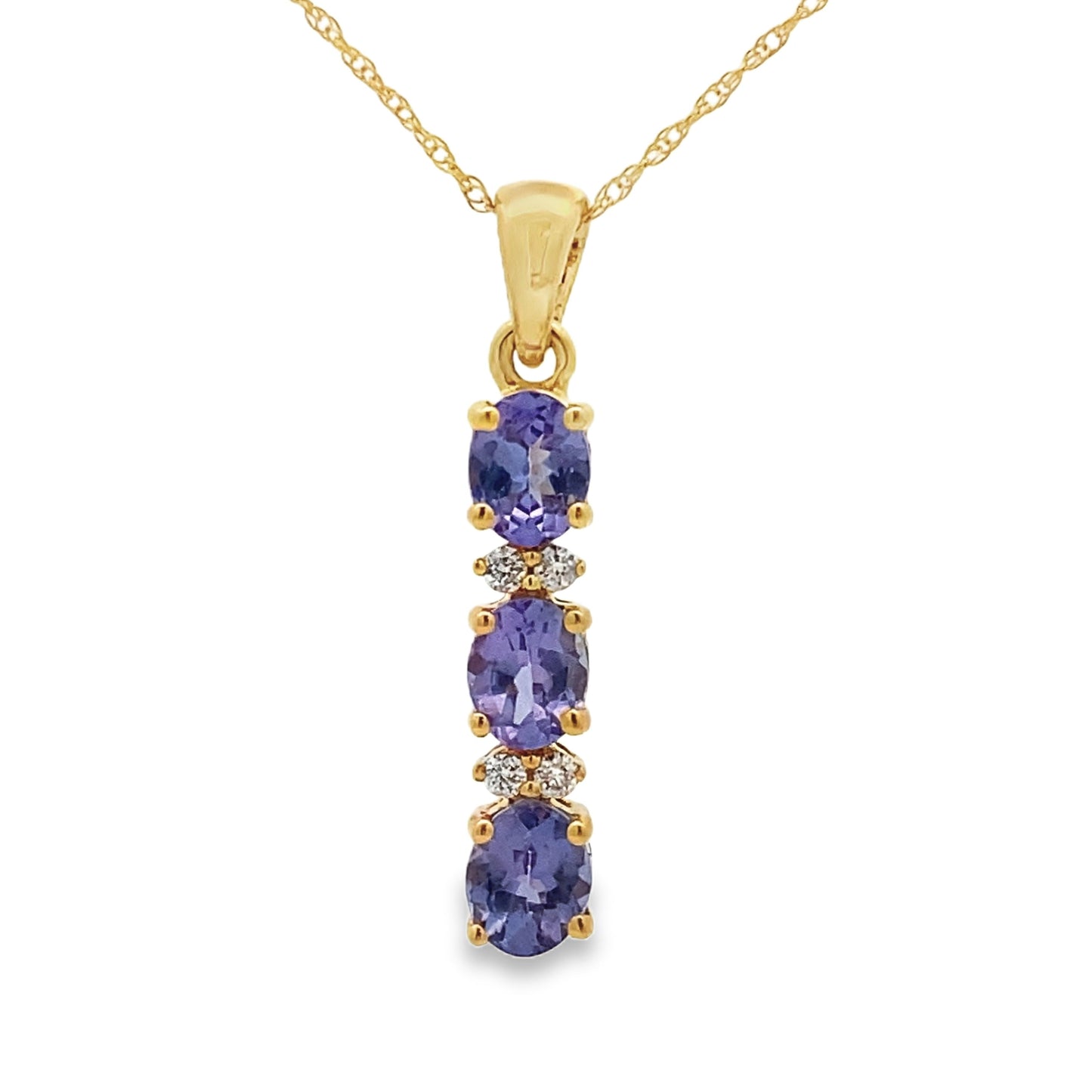 Pendentif de mode en tanzanite et diamant en or jaune 10KT