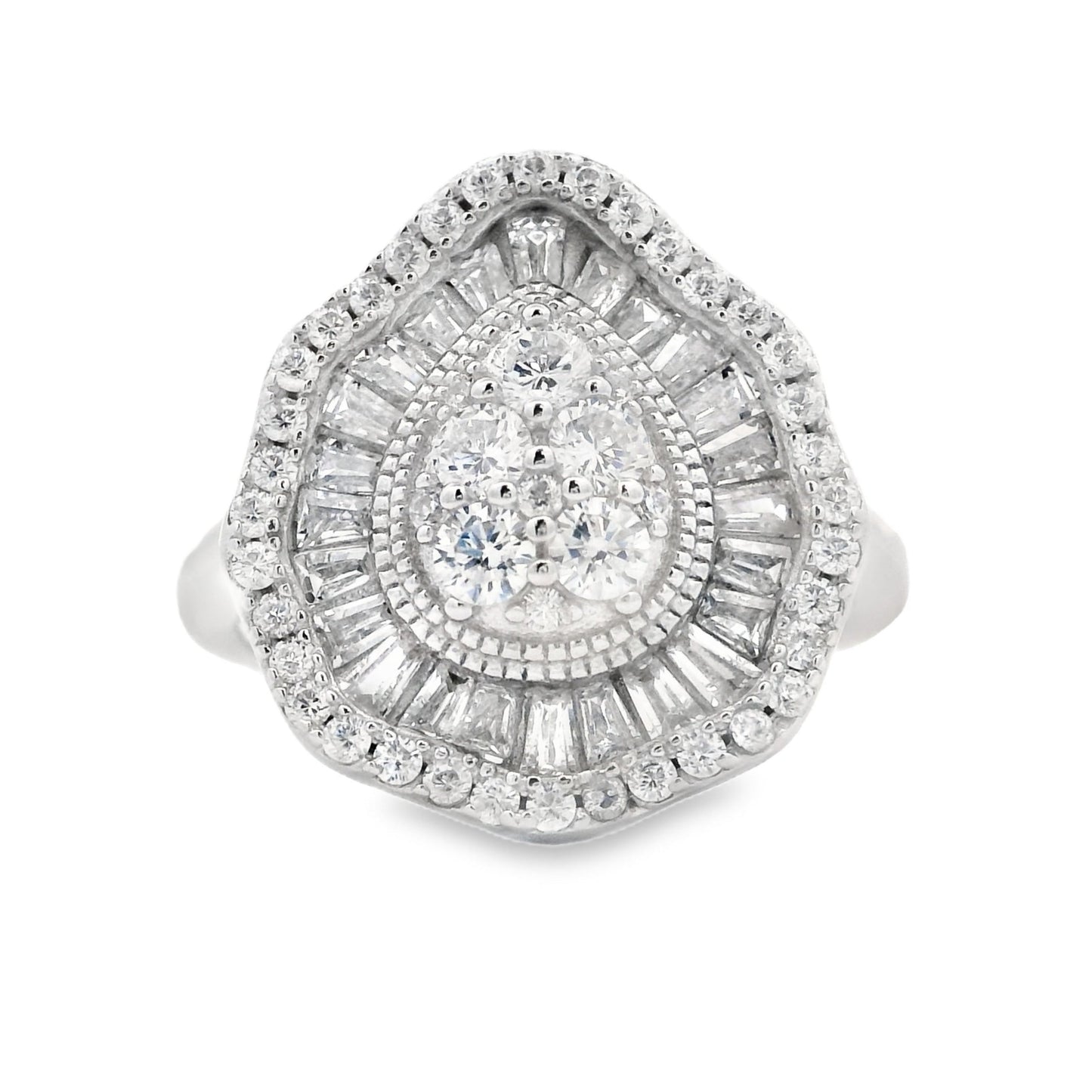 Anillo de Circonita Cubica Genuina en Plata Esterlina