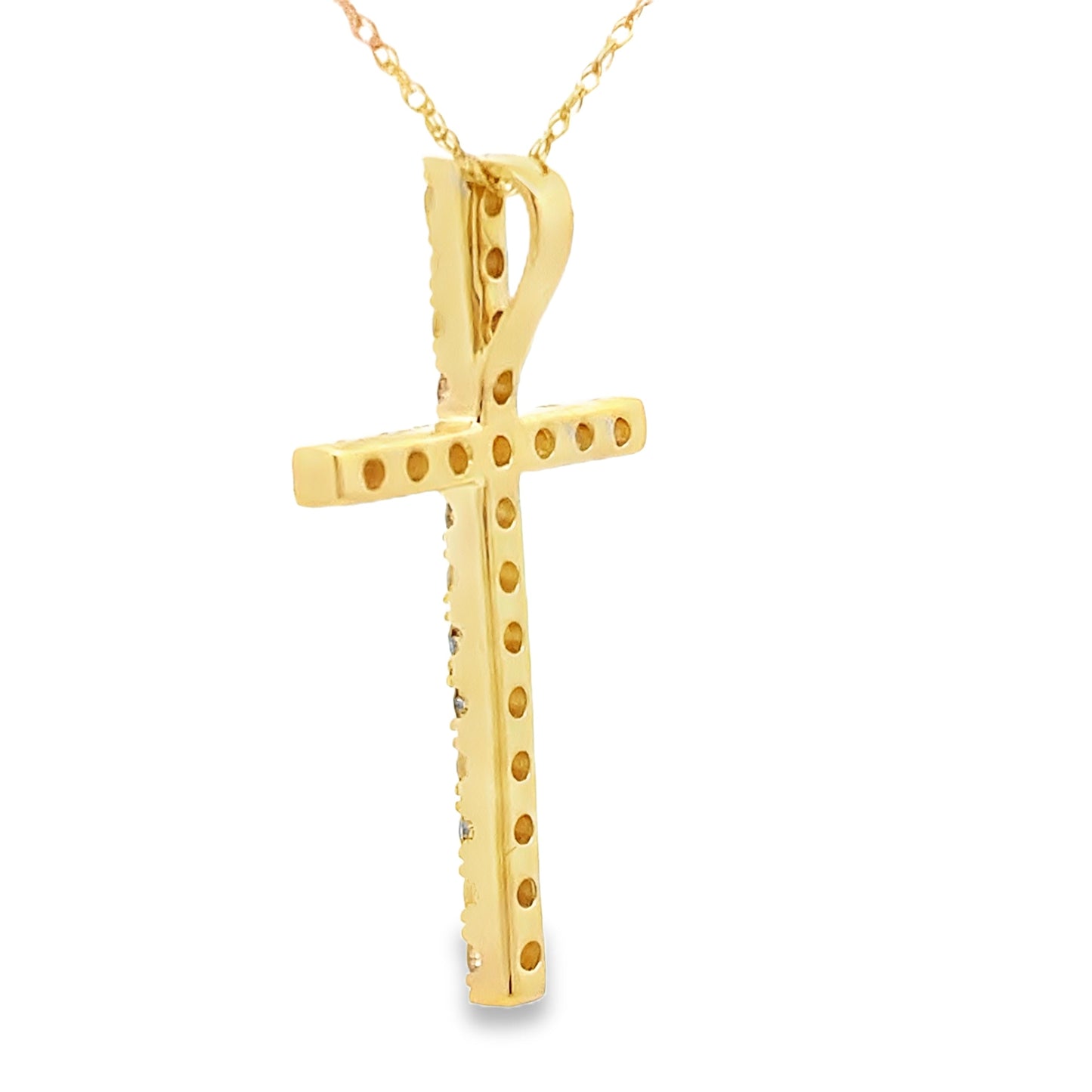 Colgante de Cruz de Diamante de 0.50ct en Oro Amarillo de 14KT