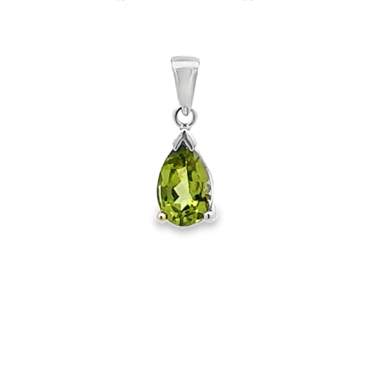 Pendentif en péridot naturel de 0,83 ct en or blanc 10KT