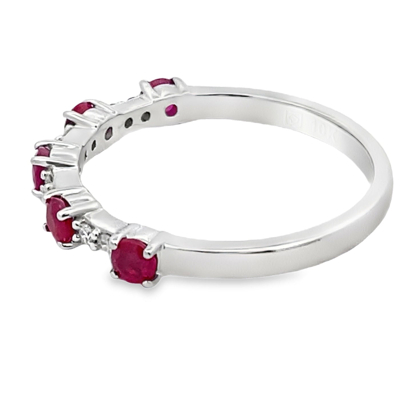 .70ct Ruby Diamond Wedding Band Ring in 10KT White Gold