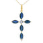 Sapphire Cross Pendant in 10KT Yellow Gold