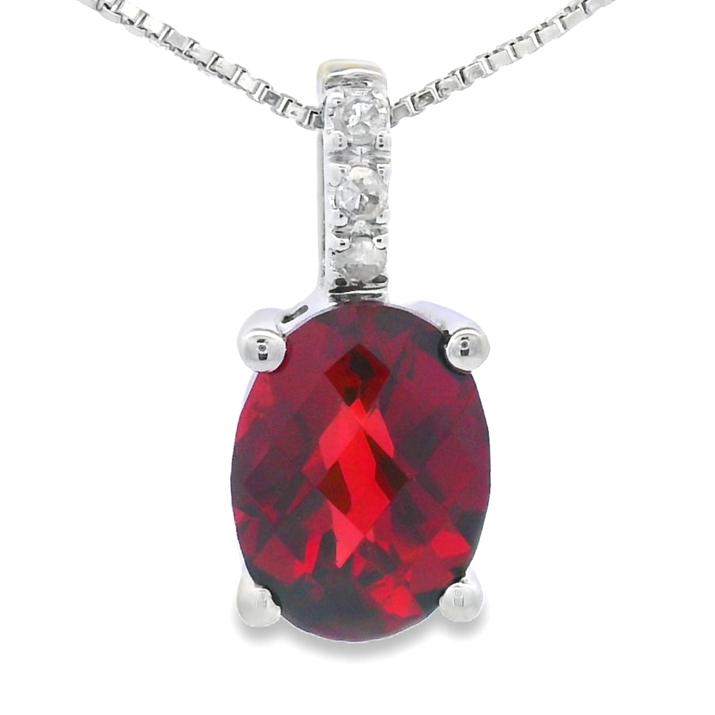 Colgante de Granate y Diamante de 1.34ct en Oro Blanco de 10KT