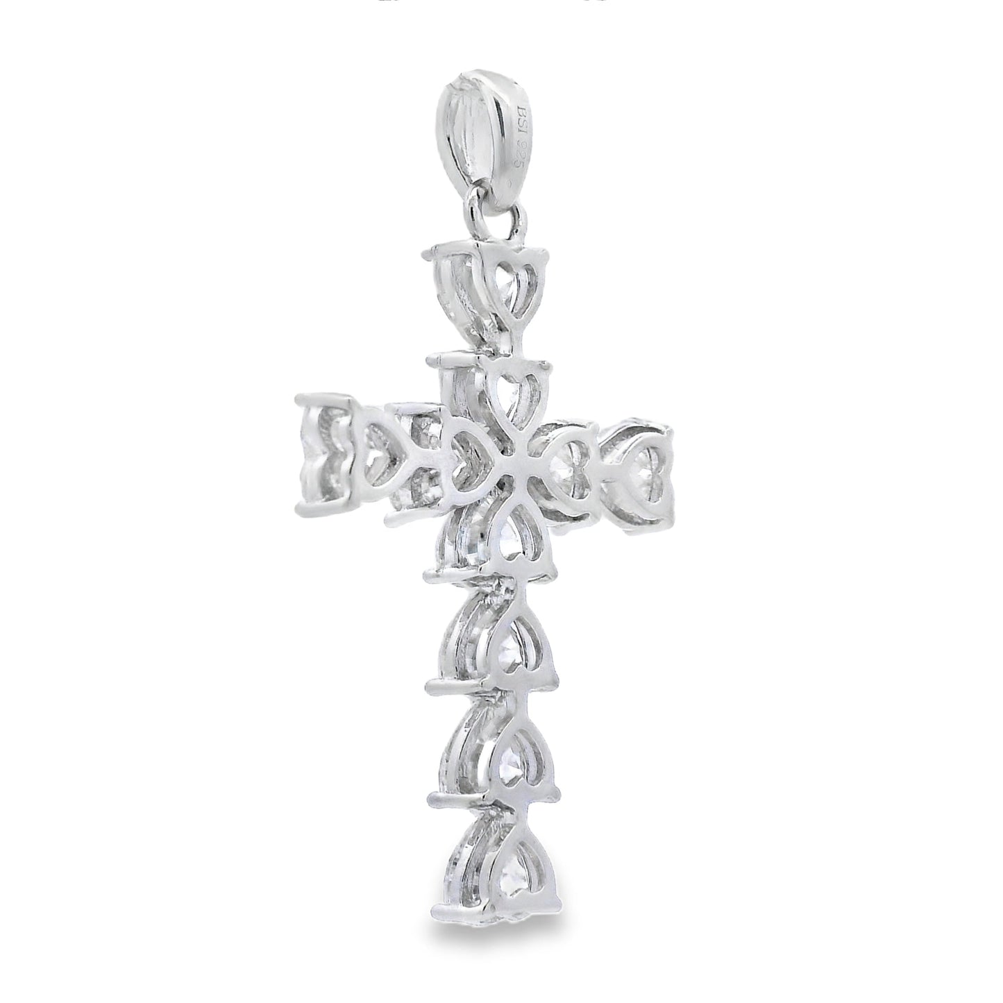 Moissanite Cross Pendant in Sterling Silver