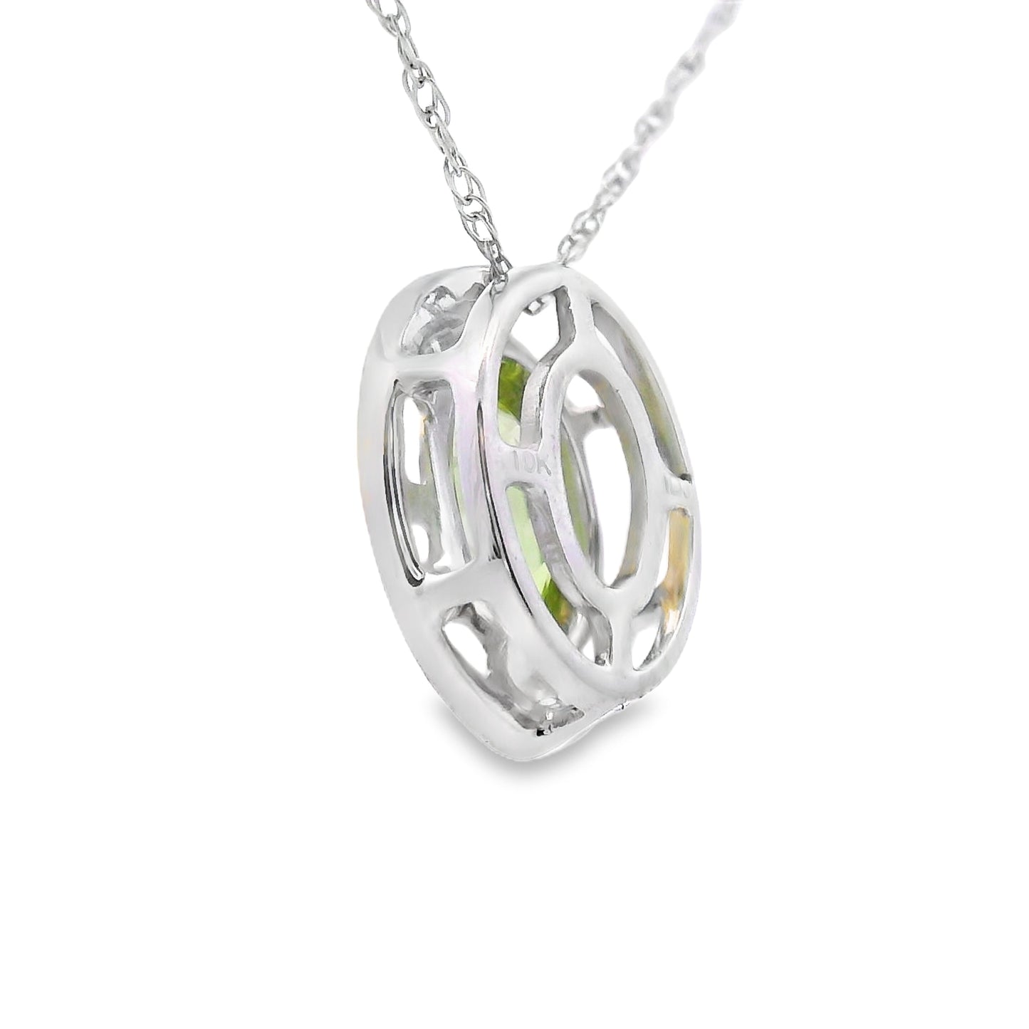 .52ct Colgante de Peridoto y Diamante en Oro Blanco de 10KT