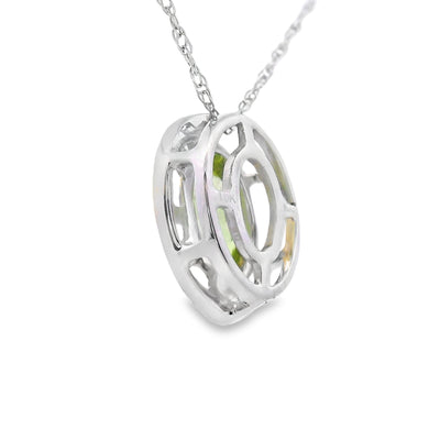 .52ct Pendentif en Péridot et Diamant en Or Blanc 10KT