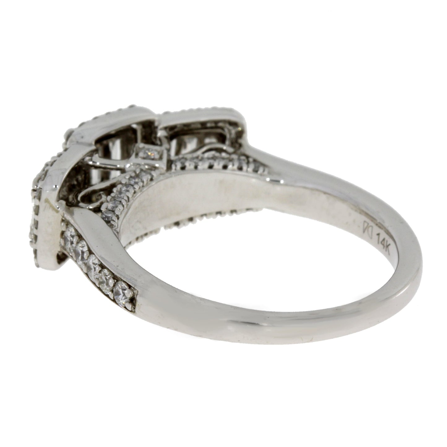 Bague 3 pierres en diamant naturel de 1,00 ct en or blanc 14KT