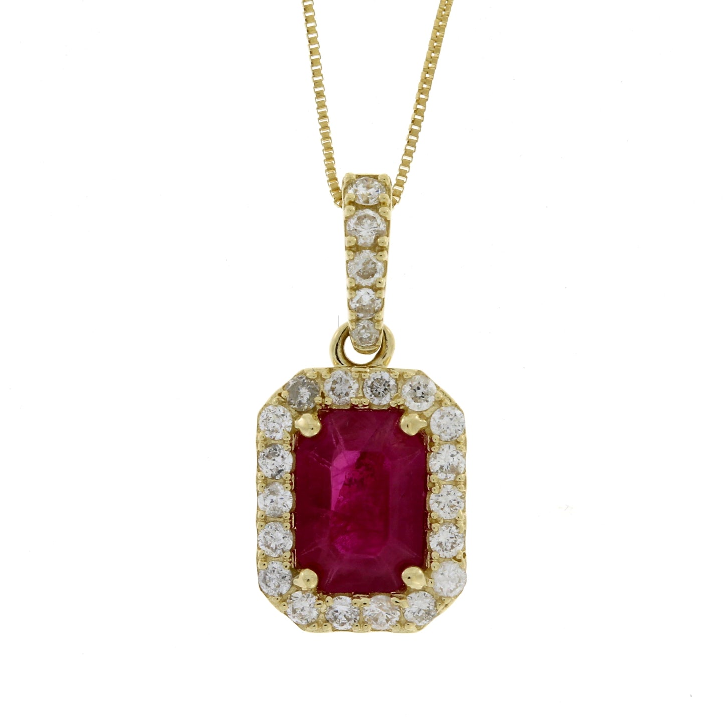 1.25ct Ruby and Diamond Pendant in 14KT Yellow Gold