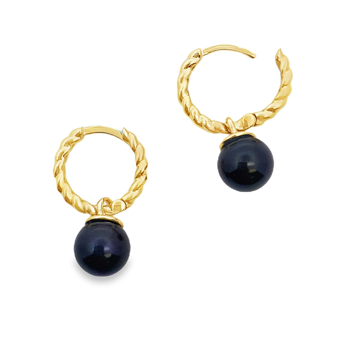Boucles d'oreilles créoles en perles élégantes en or jaune 14KT