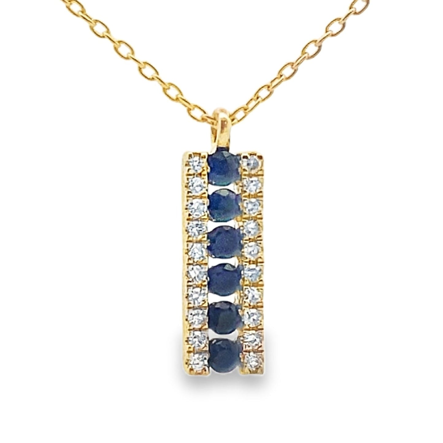 Sapphire Diamond Fashion Pendant in 14KT Yellow Gold