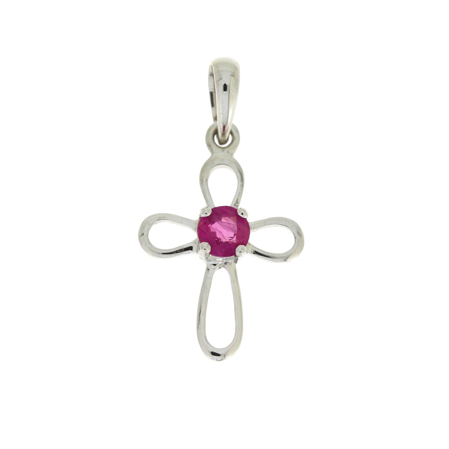 .22ct Ruby Cross Pendant in 10KT White Gold