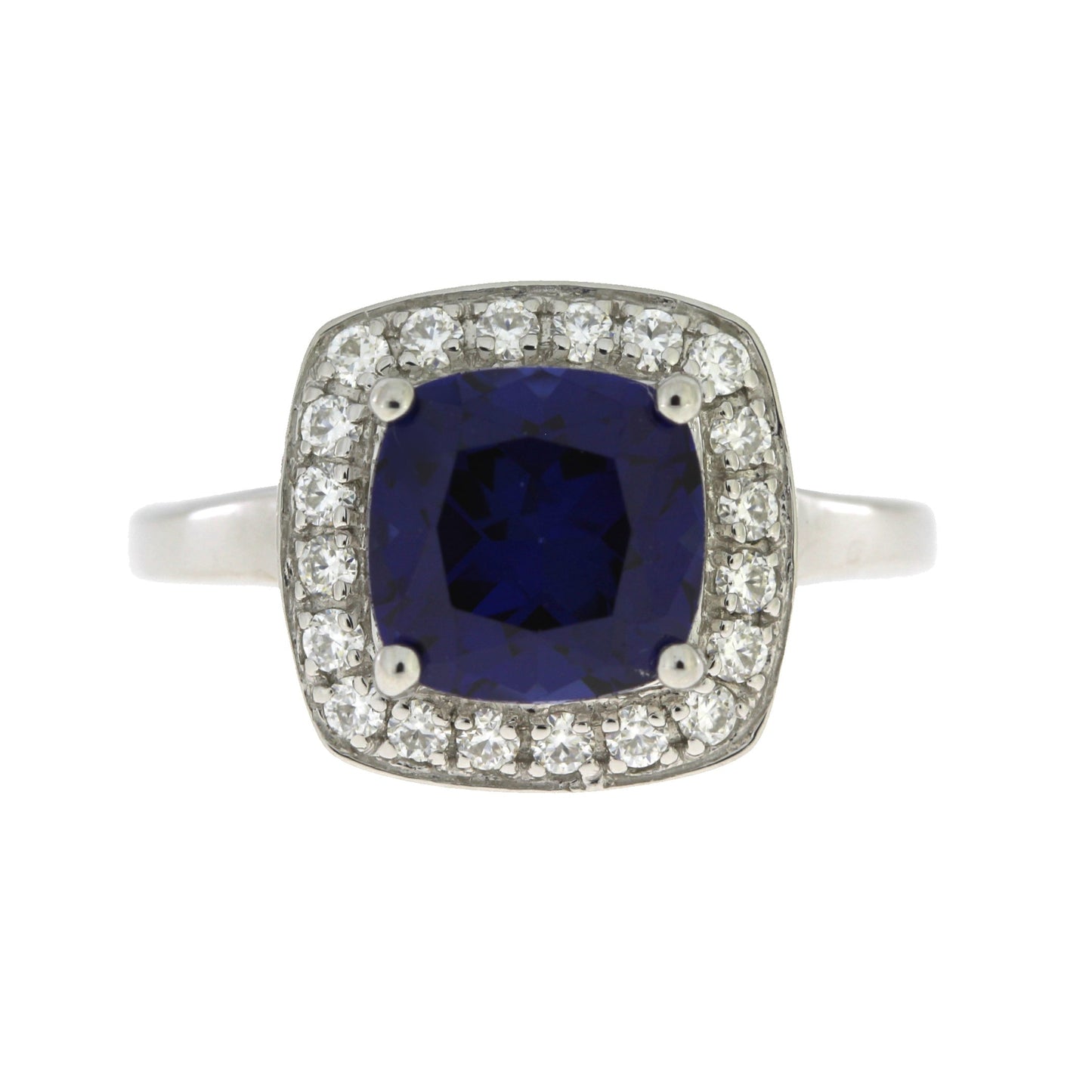 Anillo de Moissanita de Zafiro Creado en Plata Esterlina