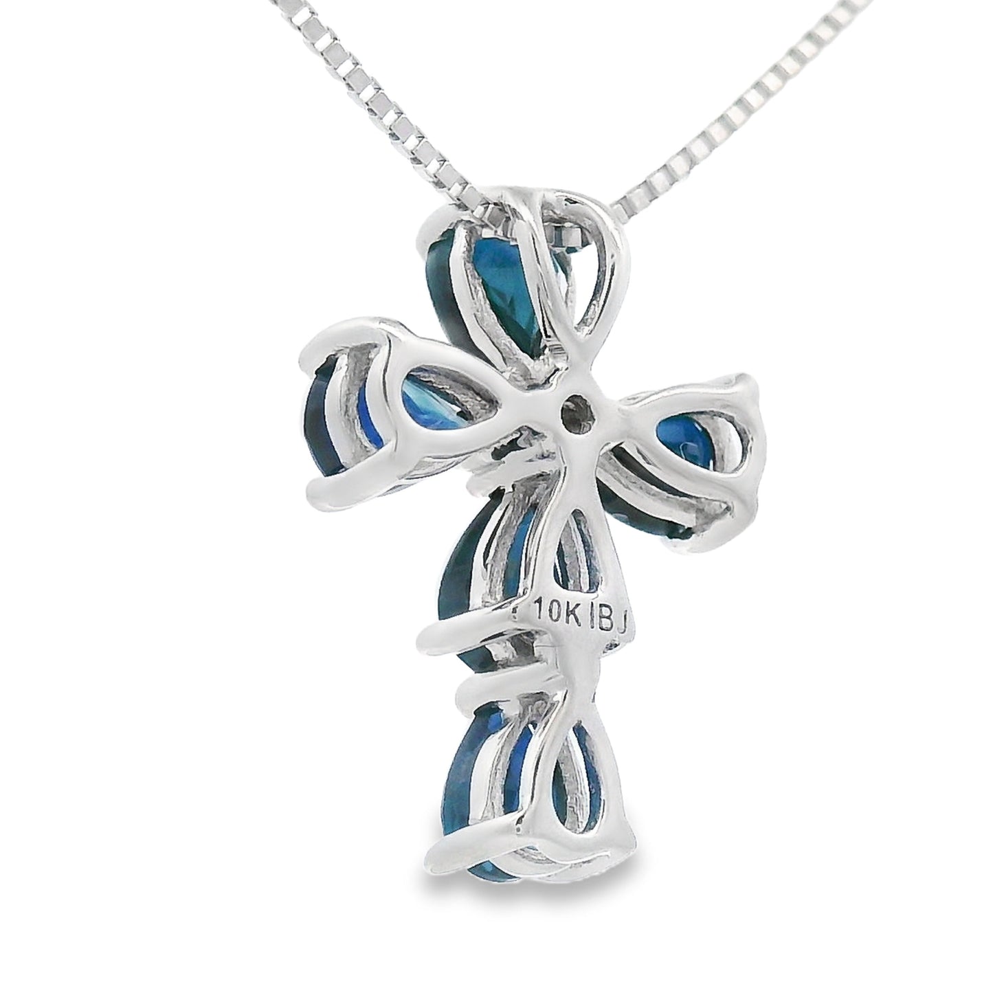 .82ct Sapphire Cross Pendant in 10KT White Gold