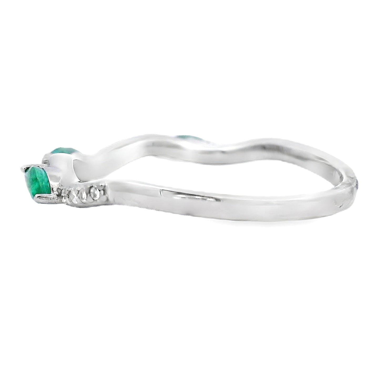 Emerald and Diamond Stackable Band Set in 14KT White Gold